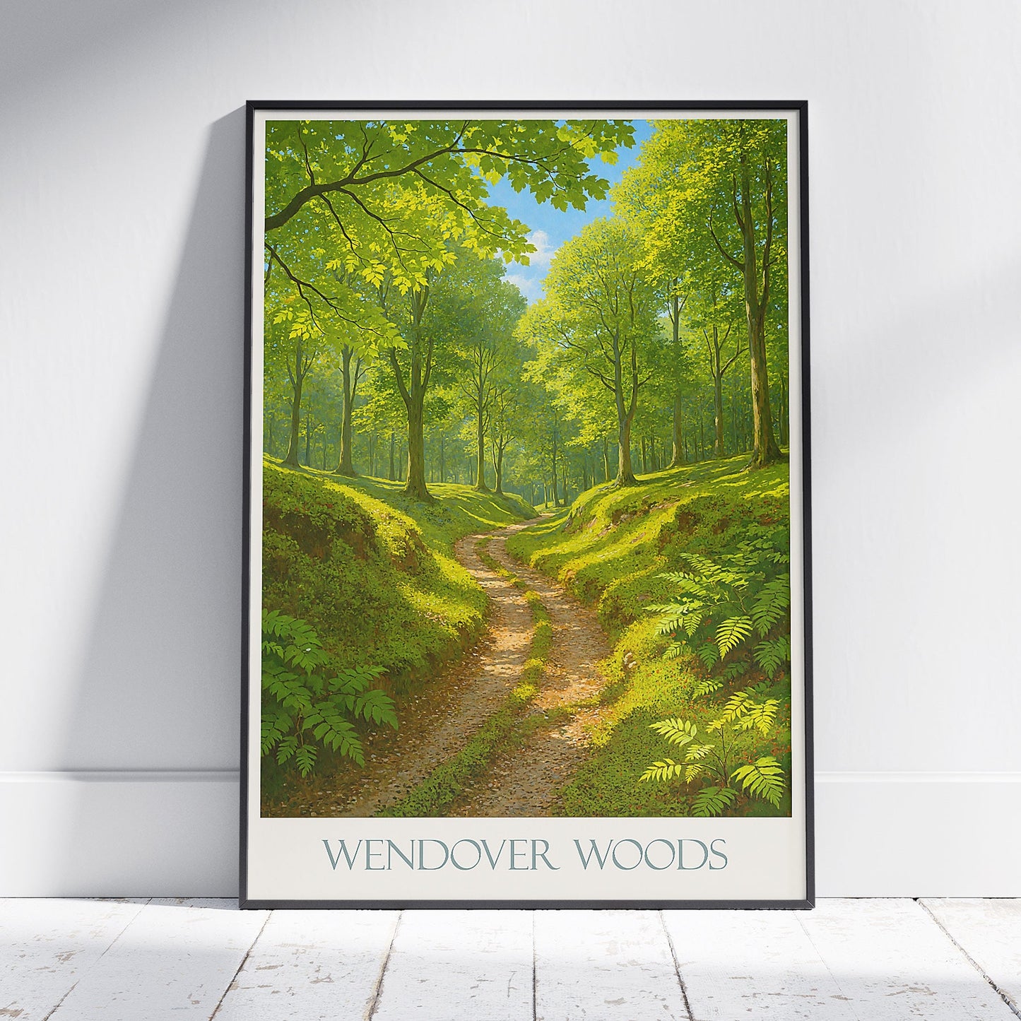 Wendover Woods Poster, Forest Path Art Print | English Nature Landscape | UK Travel Decor Gift