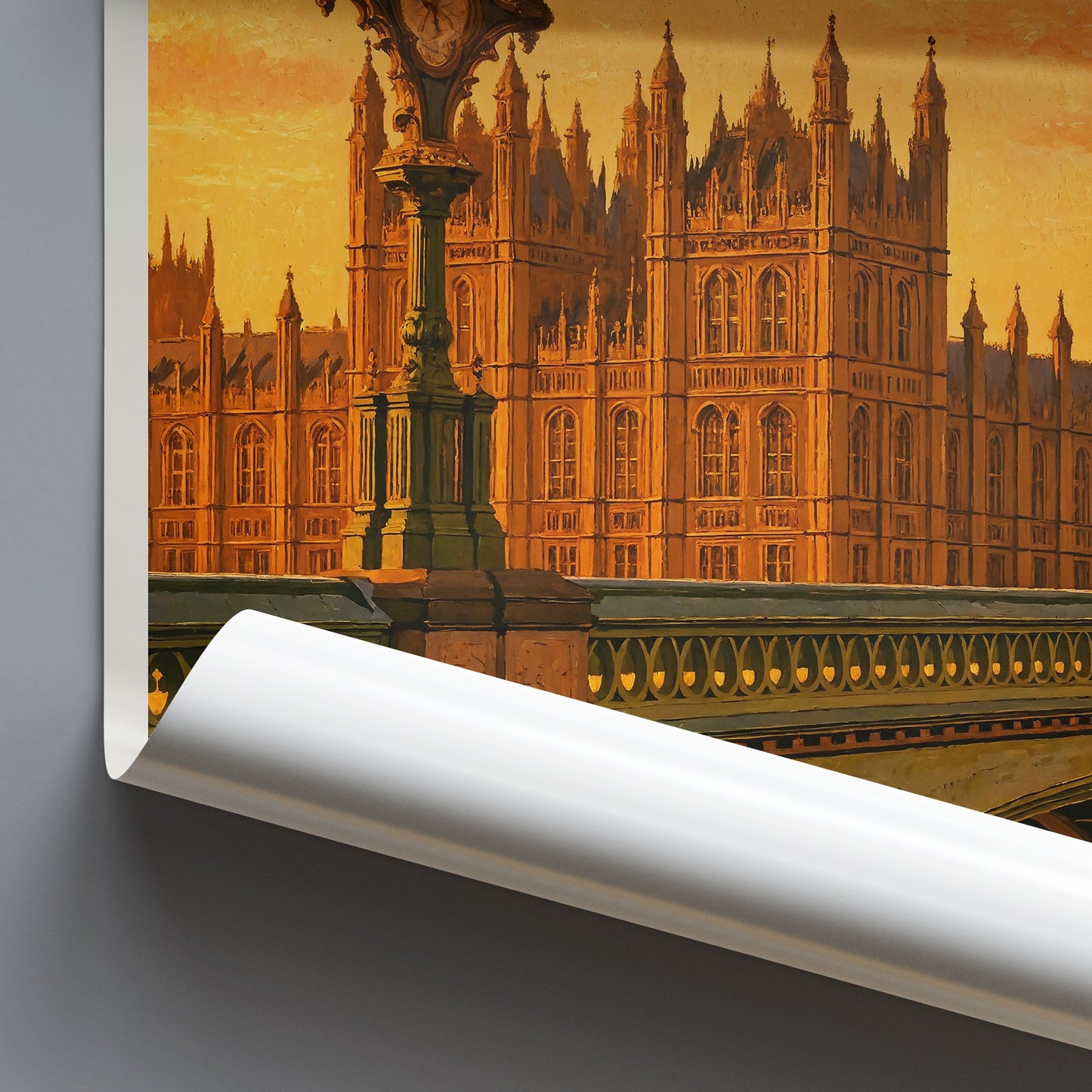 Westminster London Travel Poster, Big Ben Sunset Art | Houses of Parliament Print | Iconic UK Cityscape Wall Decor