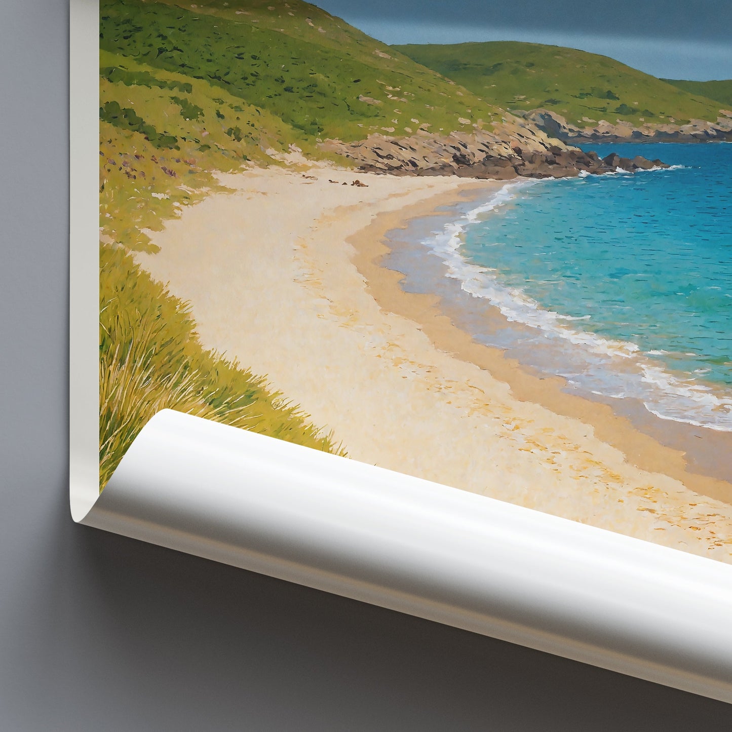Whistling Sands Travel Poster | Porthor Beach Art Print | Wales Coastal Wall Art | Serene Landscape Decor