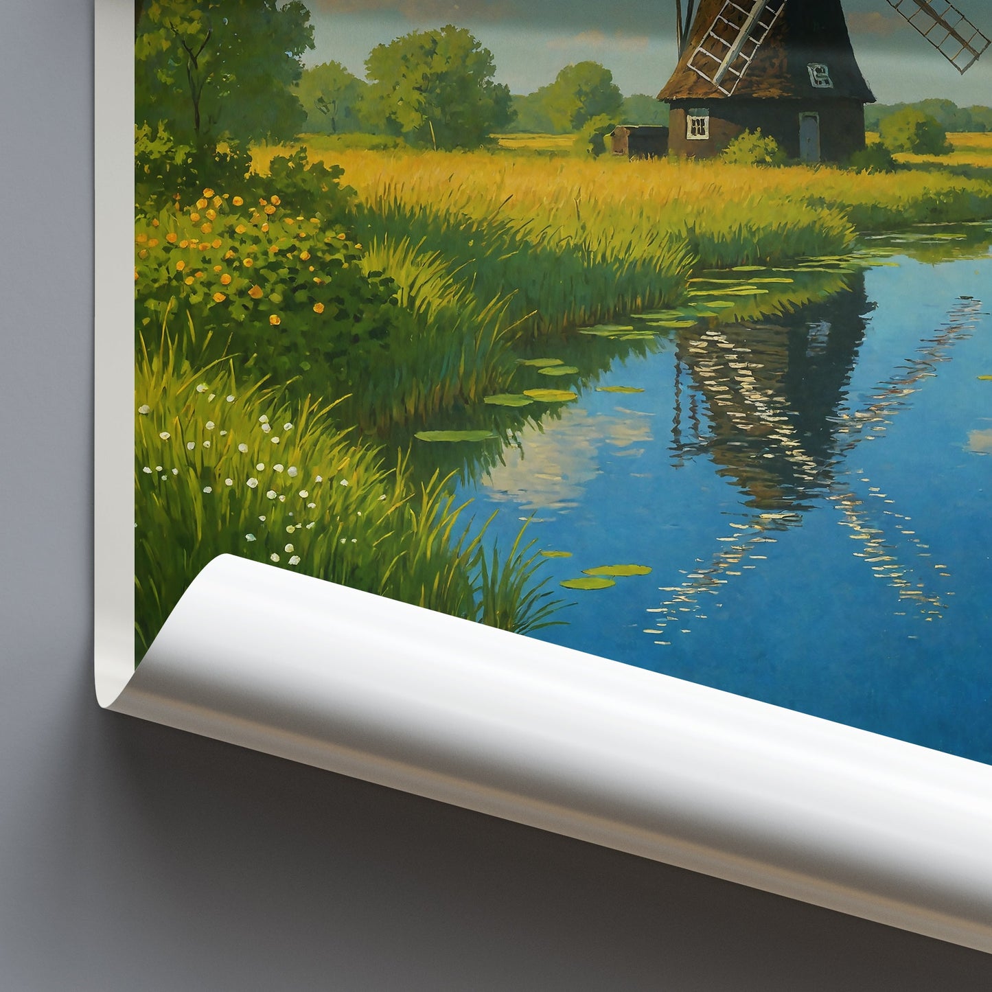 Wicken Fen Travel Poster | England Windmill Art Print | Cambridge Landscape Wall Decor