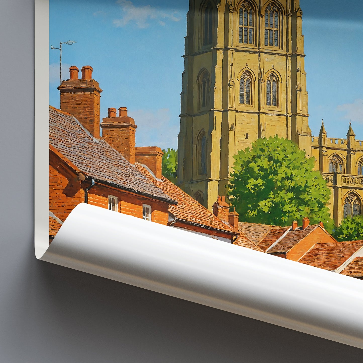 Wrexham Travel Poster, St Giles Church Art Print | Charming Welsh City Scene | UK Home Decor Gift
