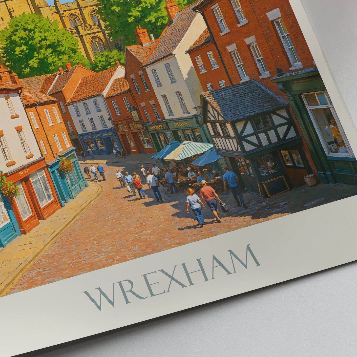 Wrexham Travel Poster, St Giles Church Art Print | Charming Welsh City Scene | UK Home Decor Gift