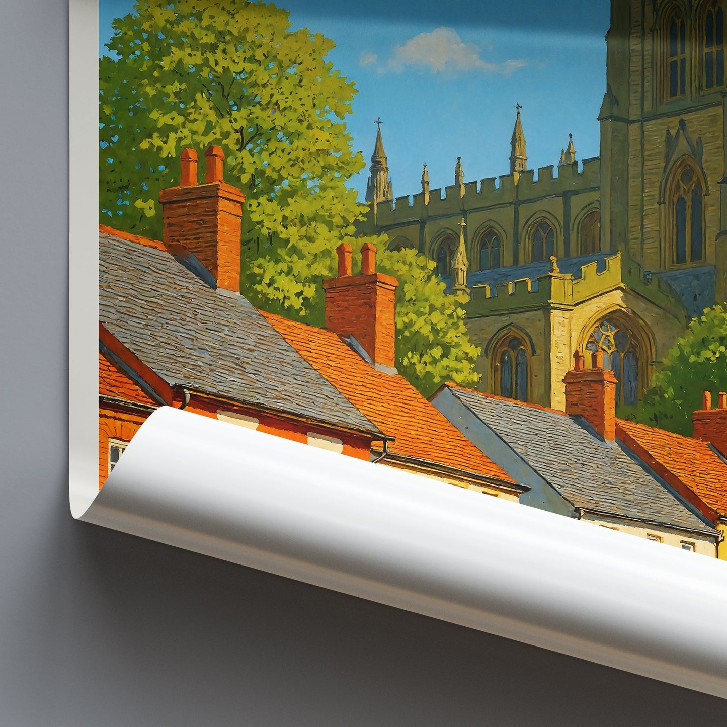 Wrexham Travel Poster, St Giles Church Art Print | Welsh Town Wall Decor | UK Vacation Gift