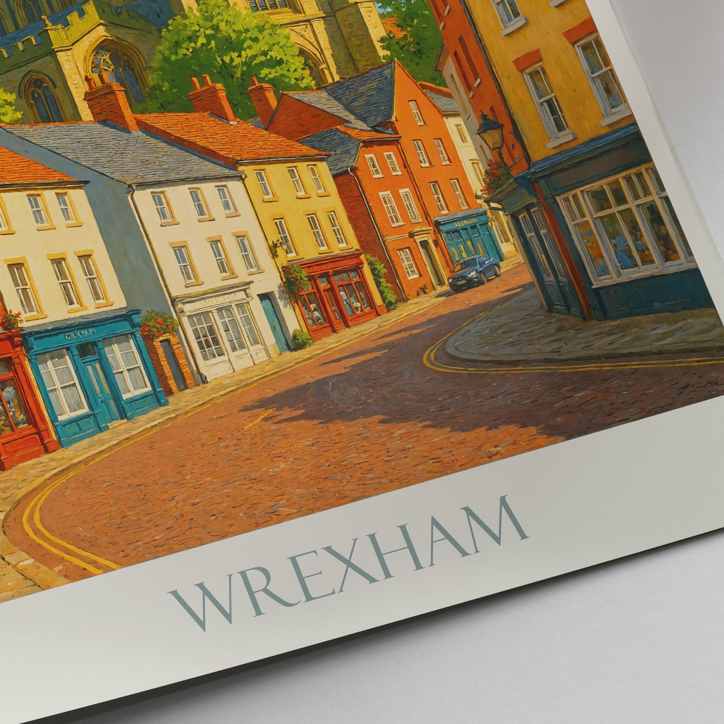 Wrexham Travel Poster, St Giles Church Art Print | Welsh Town Wall Decor | UK Vacation Gift