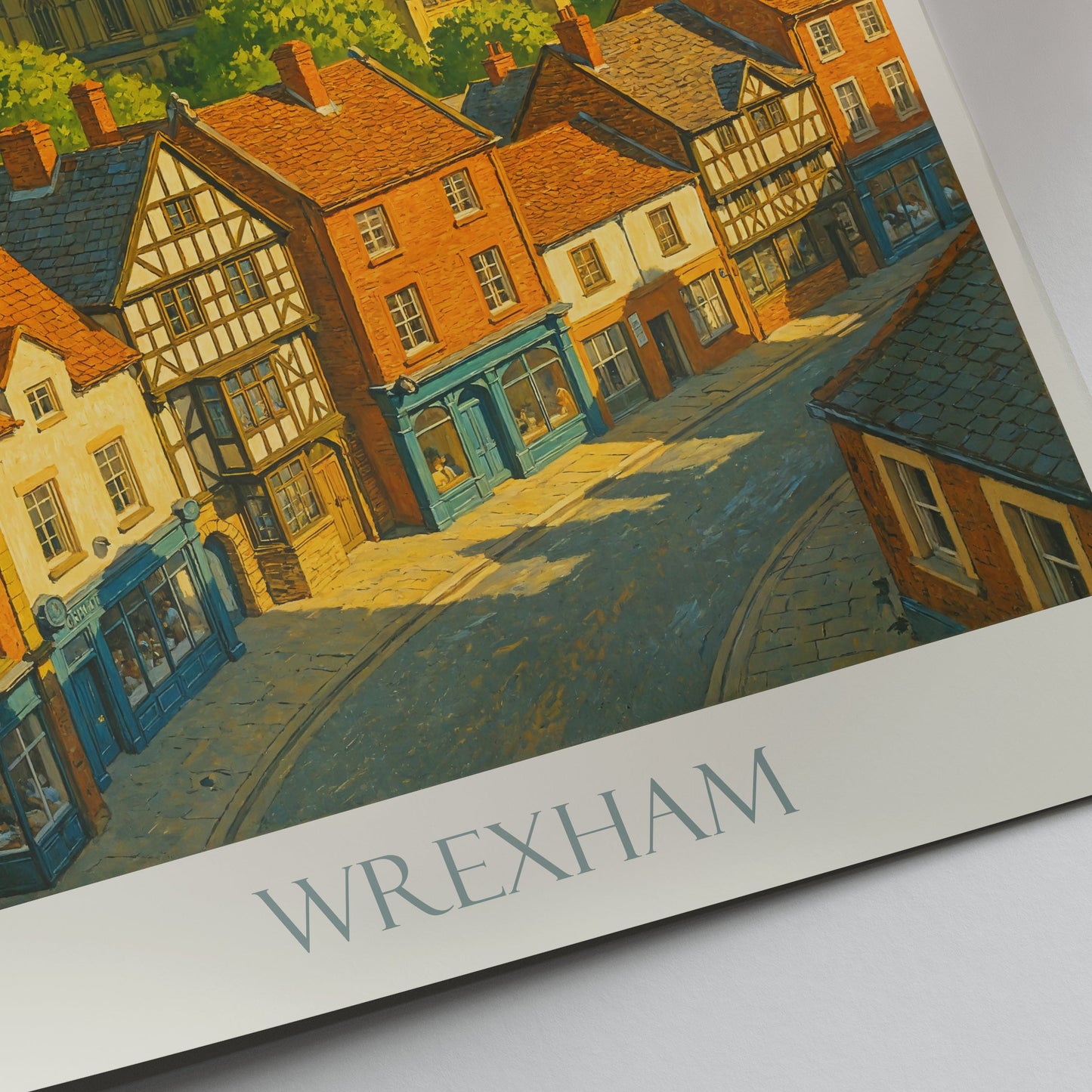 Wrexham Travel Poster, St. Giles' Parish Church ~ Wales Cityscape Art Print | UK Historic Town Wall Decor