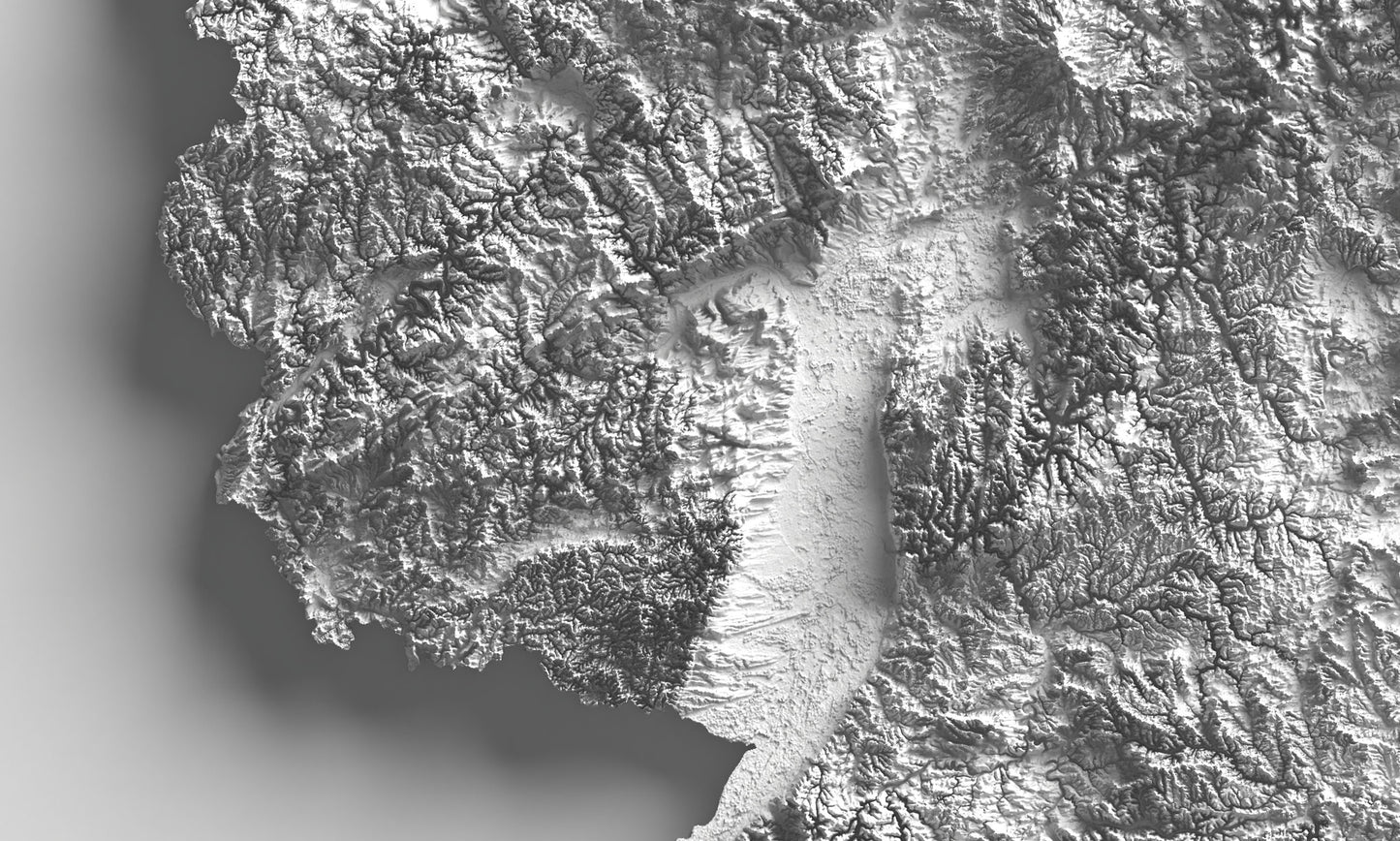 Germany π©πͺ ~ 2D Shaded Relief Map Topographic Print Poster