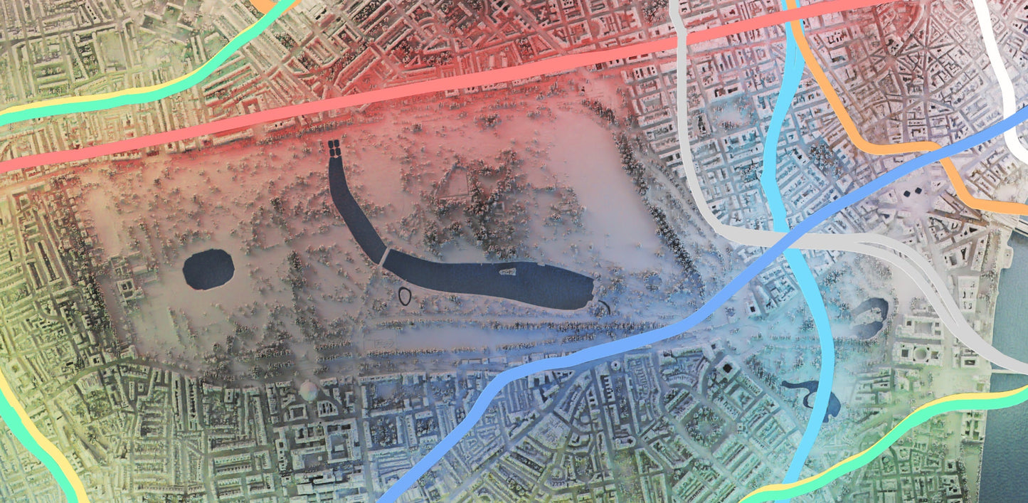 London Underground Tube Shaded Relief Map Print