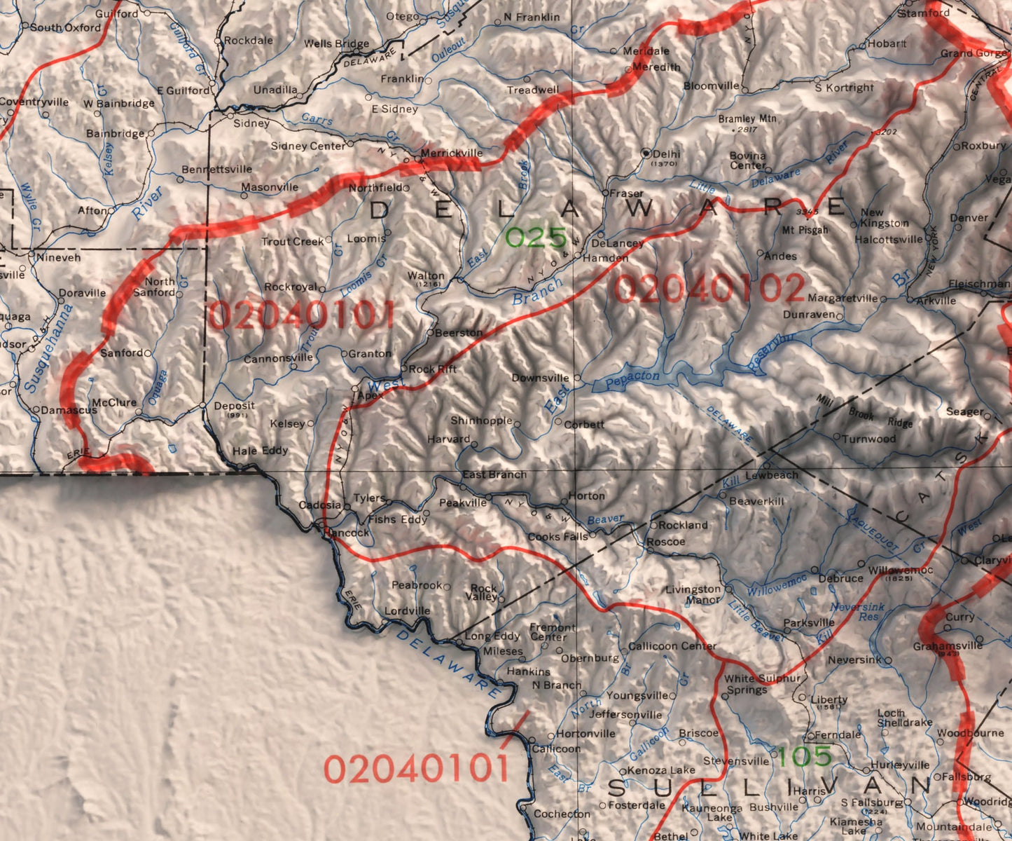 New York State Shaded Relief Map 2D Print