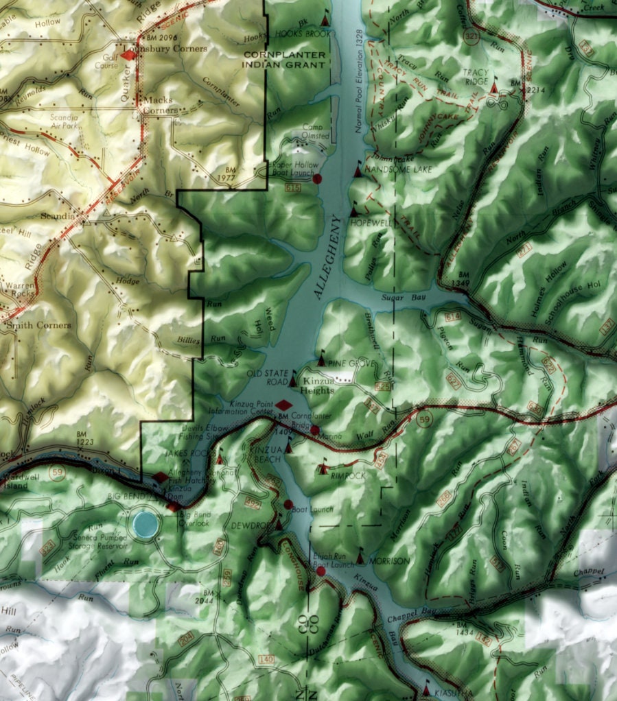 Allegheny National Forest, Pennsylvania ~ Shaded Relief Map 2D Print