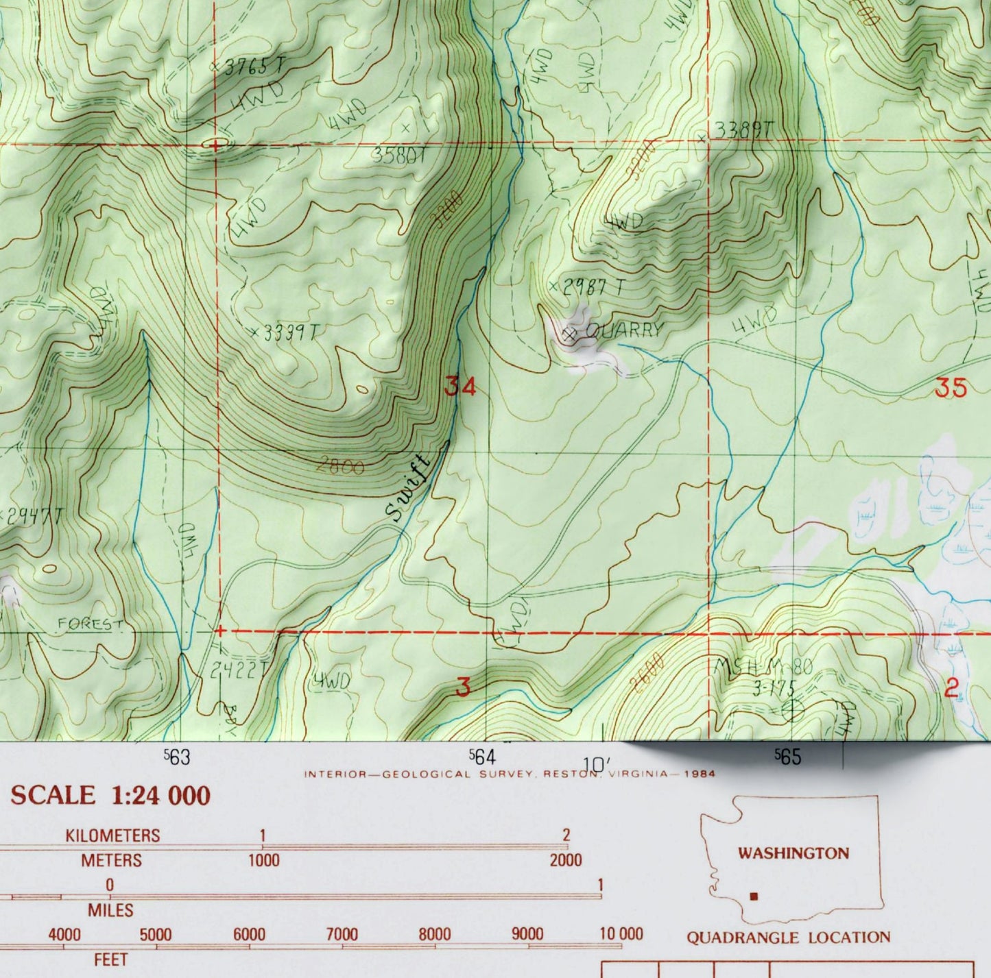 Mount Saint Helens, Washington ~ Shaded Relief 2D Map Print