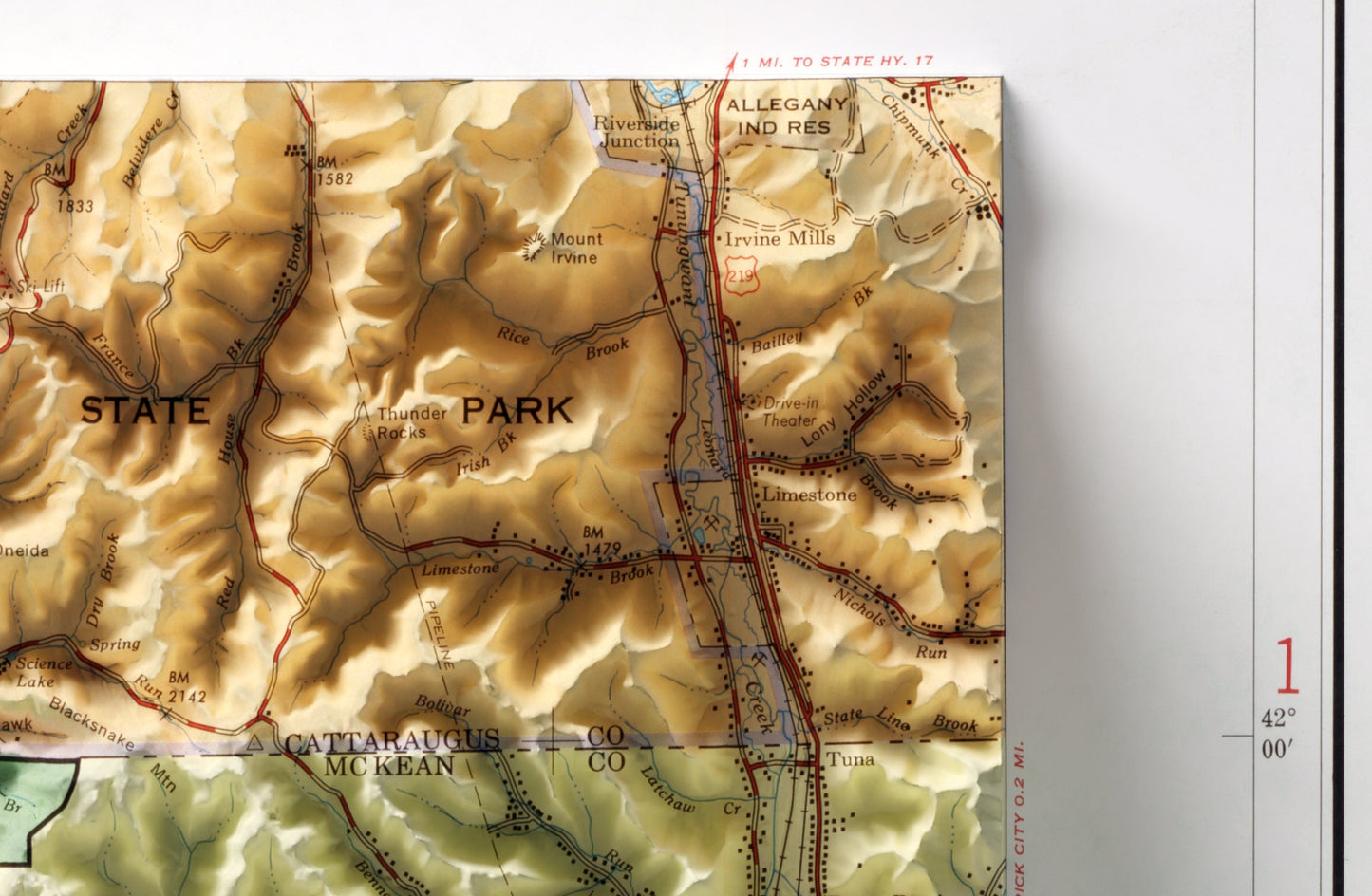 Allegheny National Forest, Pennsylvania ~ Shaded Relief Map 2D Print