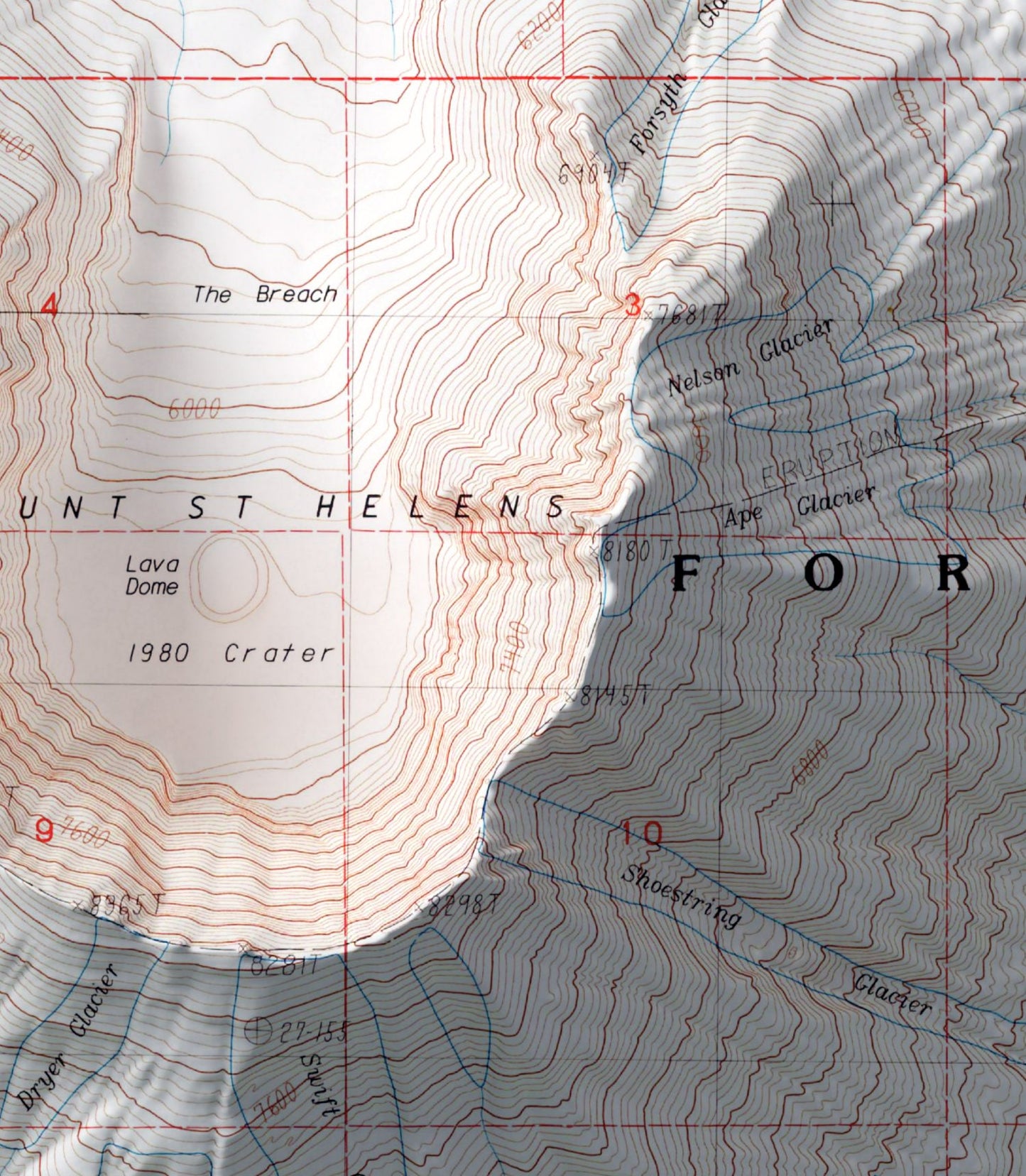 Mount Saint Helens, Washington ~ Shaded Relief 2D Map Print