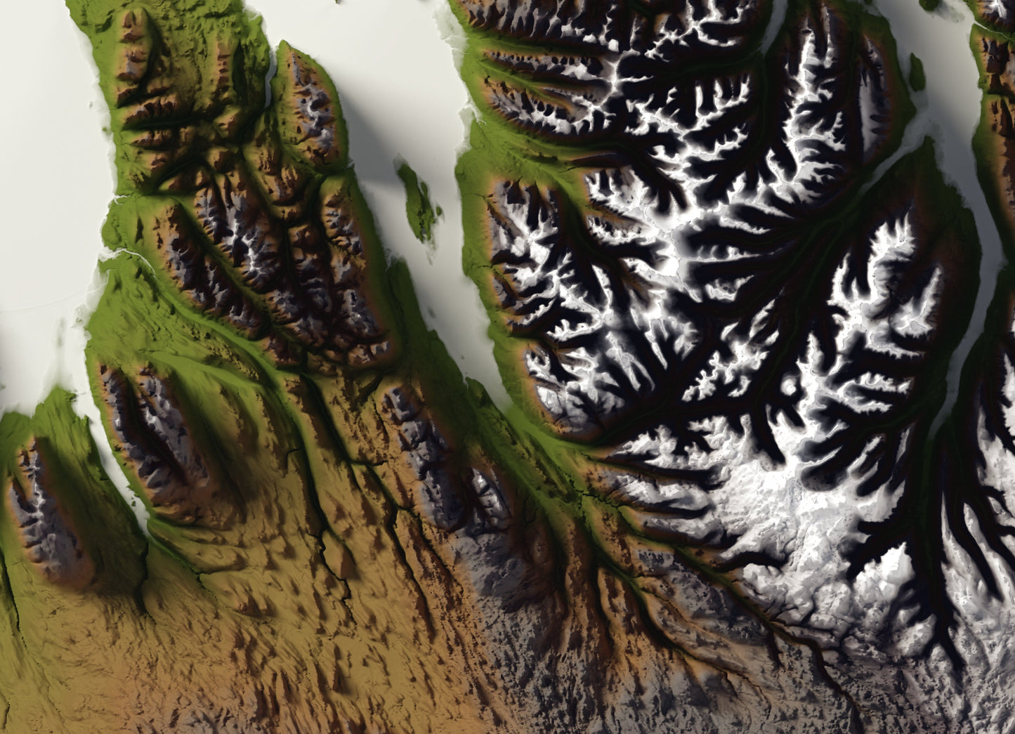 Iceland ~ Terrain Style 2D Shaded Relief Print ~ Plain Topographic Map