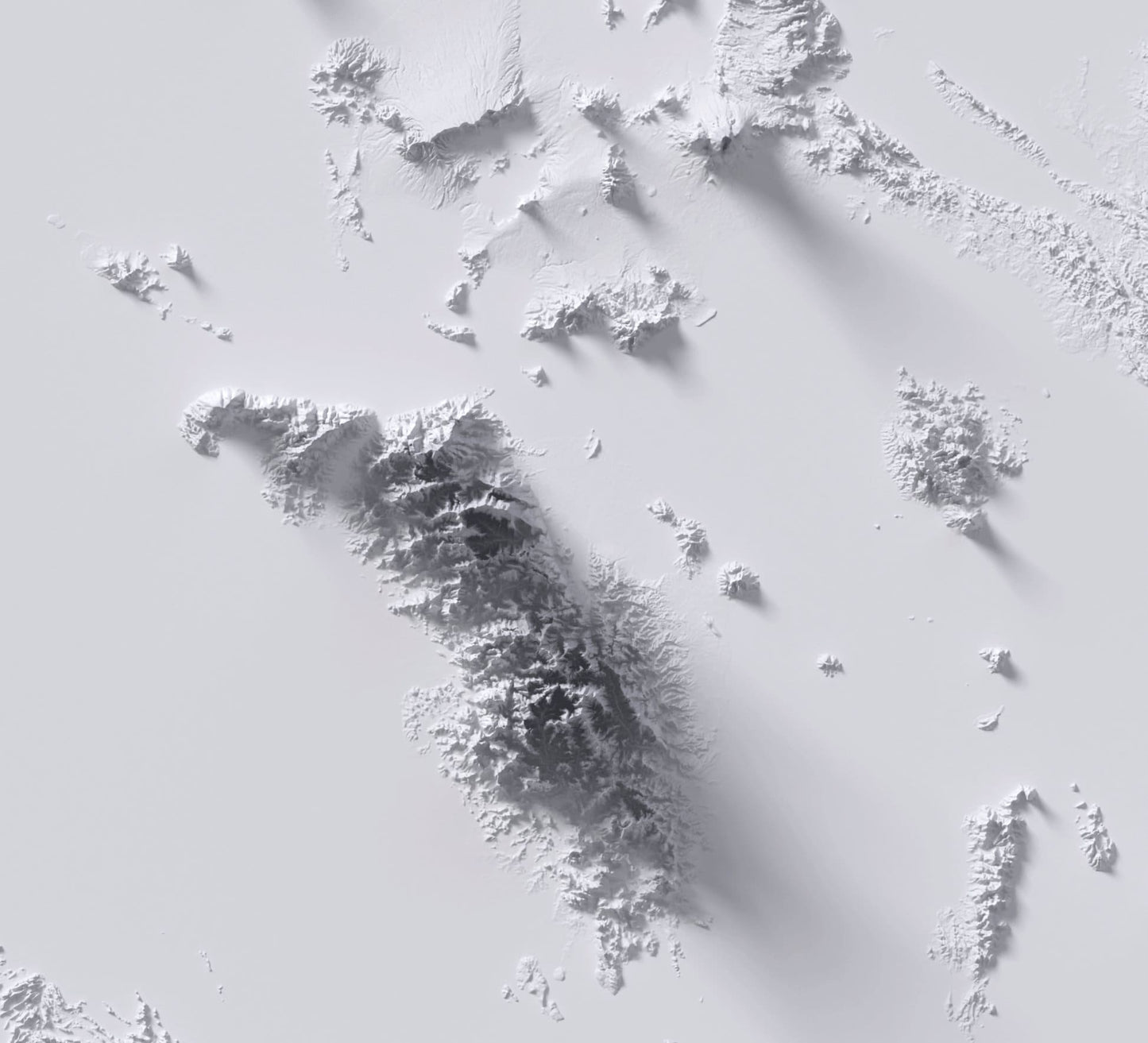Philippines ~ Modern 2D Shaded Relief Print ~ Plain Topographic Map