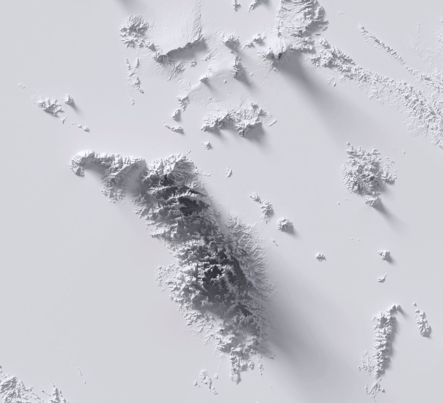 Philippines ~ Modern 2D Shaded Relief Print ~ Plain Topographic Map