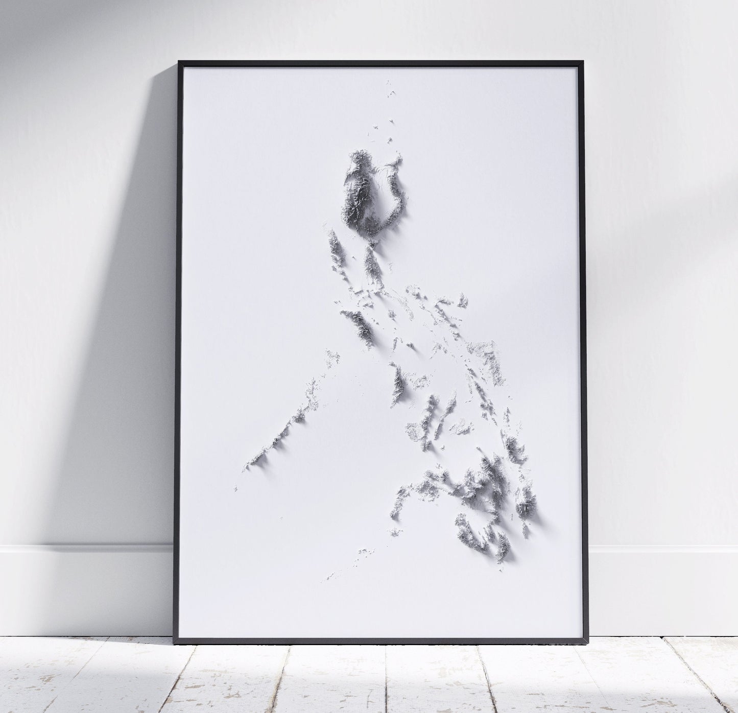 Philippines ~ Modern 2D Shaded Relief Print ~ Plain Topographic Map