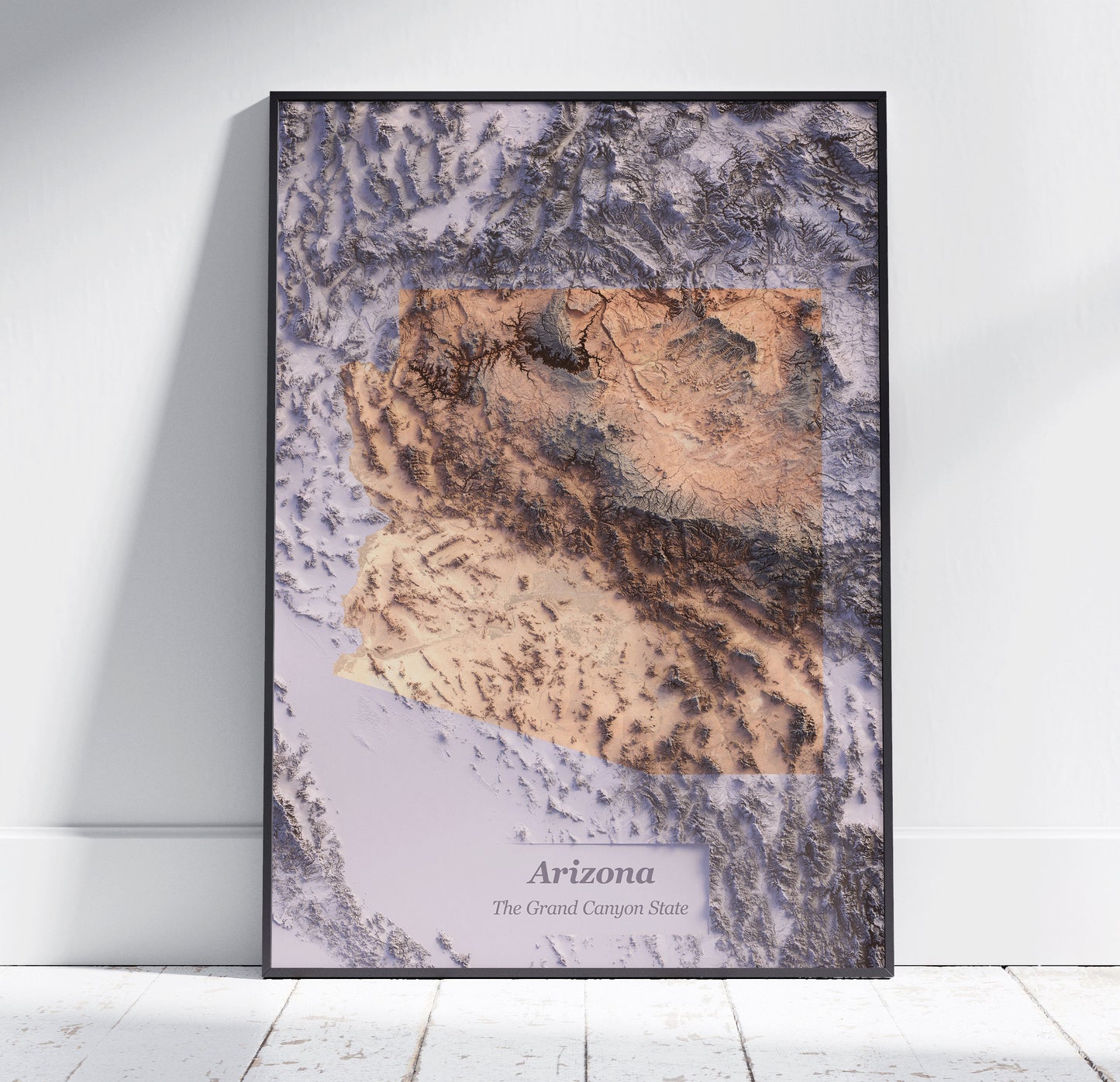 Arizona ~ 2D Topographic Map Print ~ Shaded Relief US State
