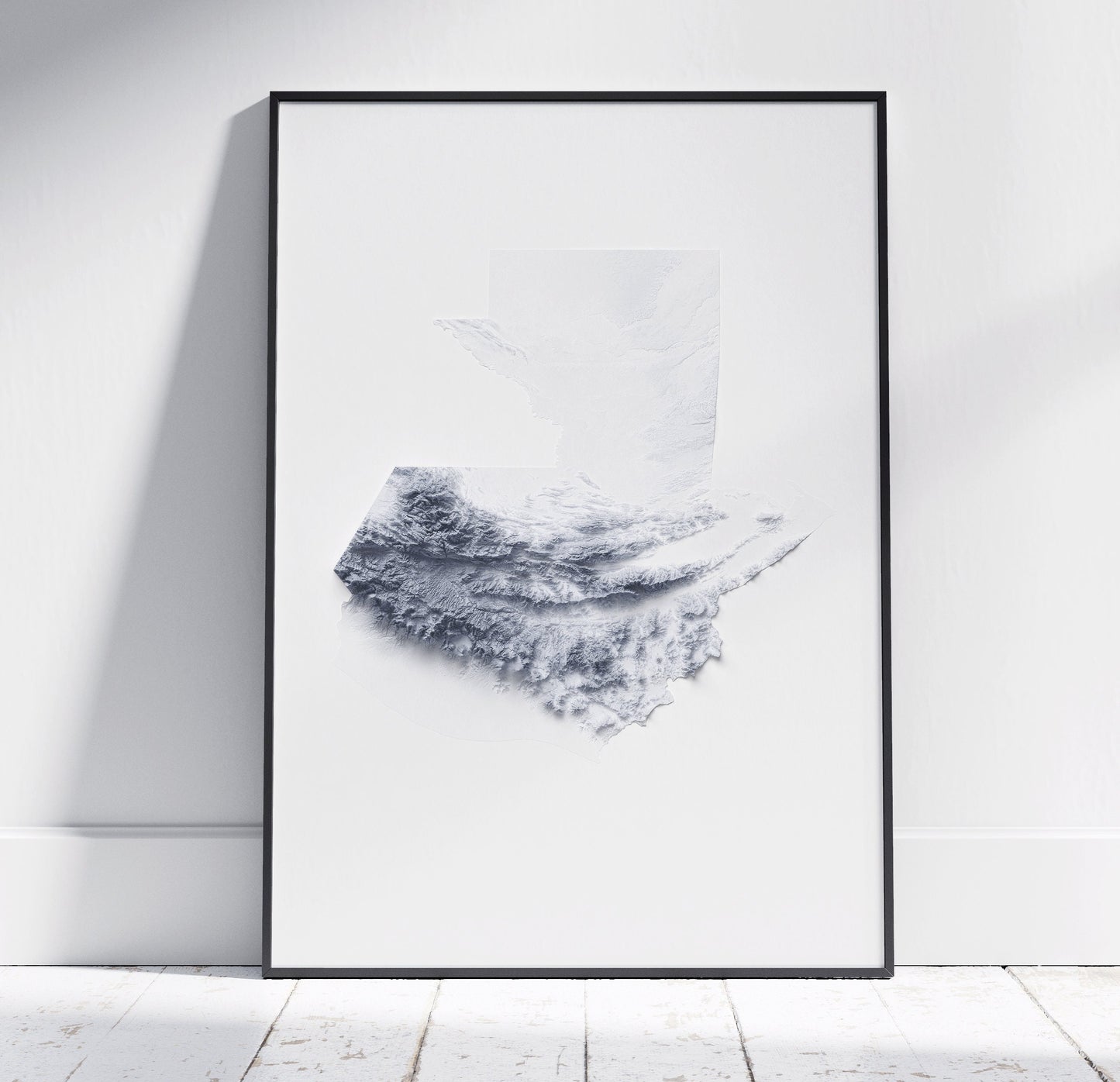Guatemala Map ~ 2D Minimalist Topographic Relief Print ~ Shaded Relief