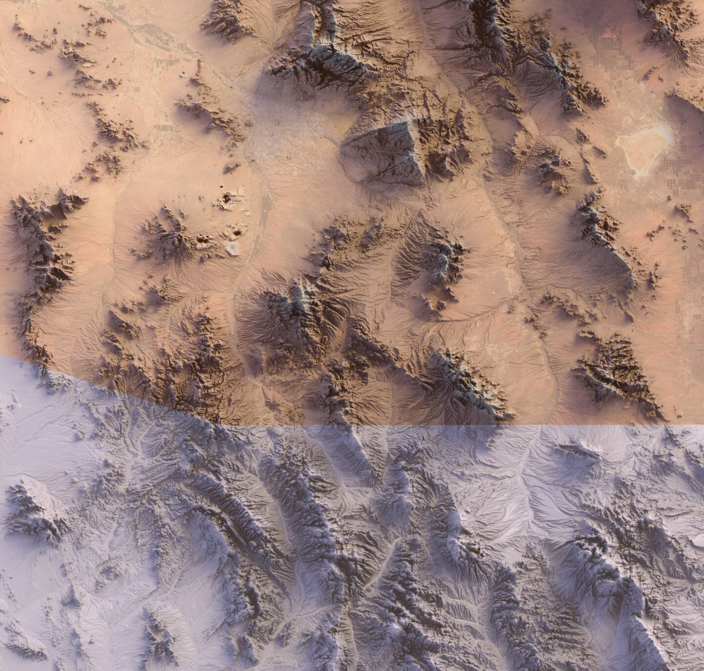 Arizona ~ 2D Topographic Map Print ~ Shaded Relief US State