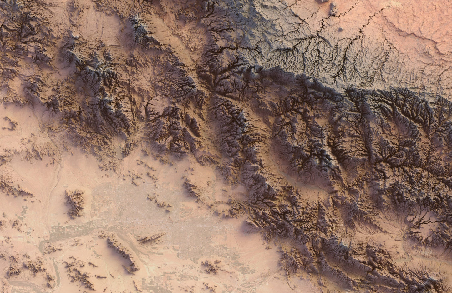 Arizona ~ 2D Topographic Map Print ~ Shaded Relief US State