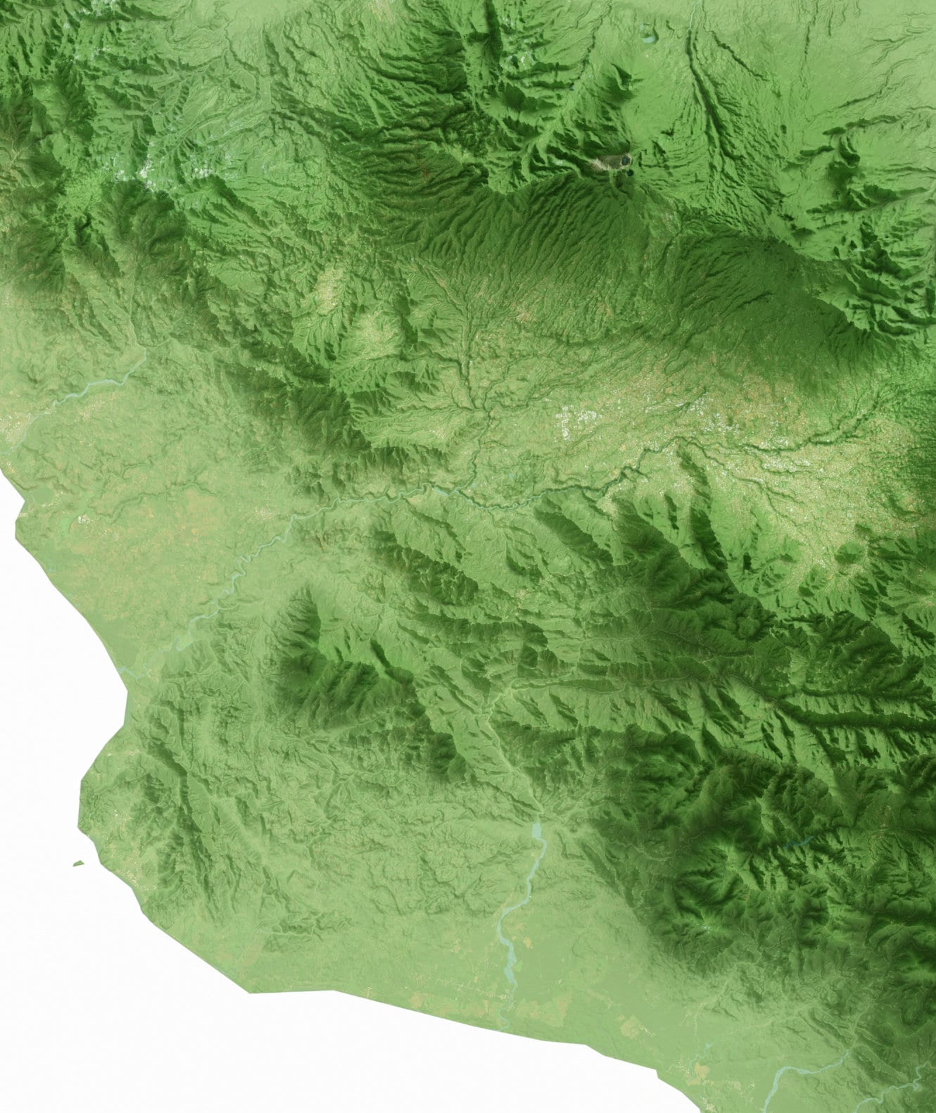 Costa Rica 2D Topographic Map Print ~ Shaded Relief