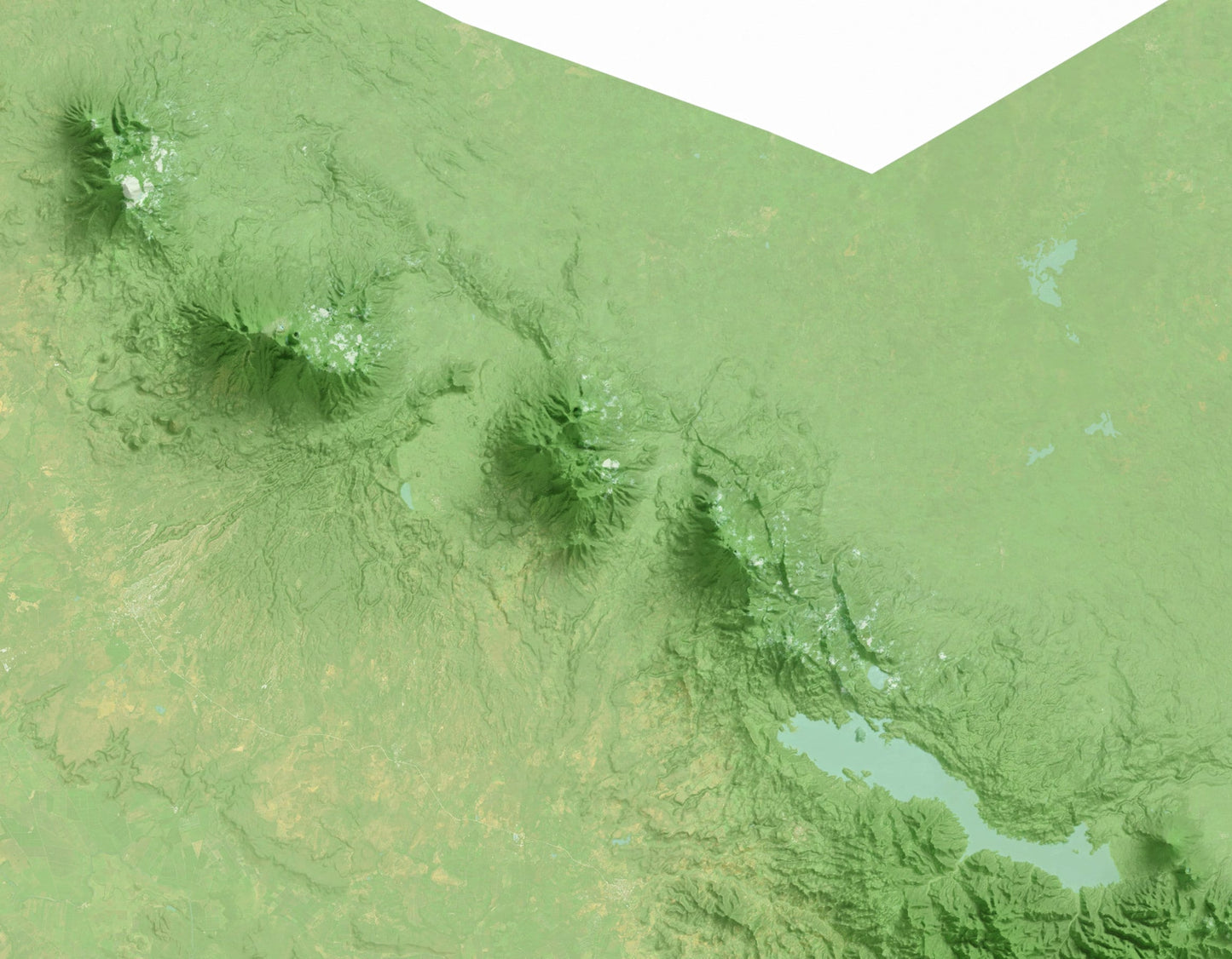 Costa Rica 2D Topographic Map Print ~ Shaded Relief