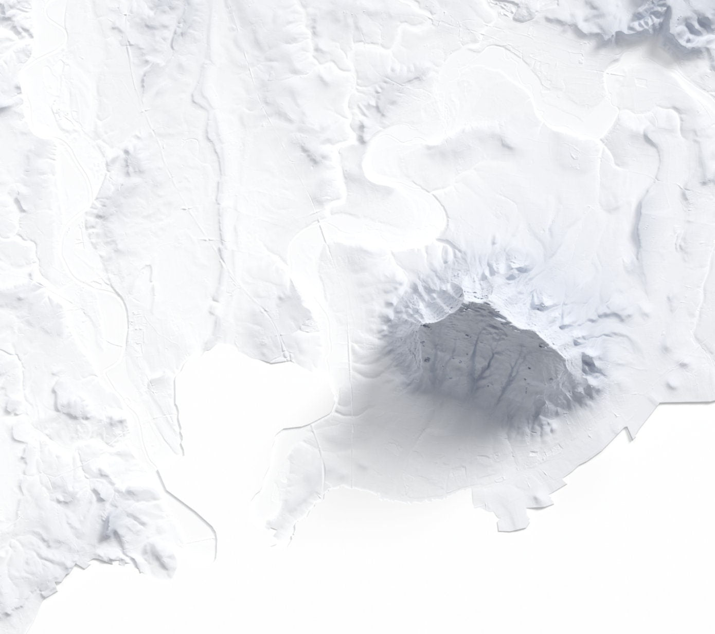 Worcestershire Map ~ 2D Minimalist Print ~ Topographic Shaded Relief