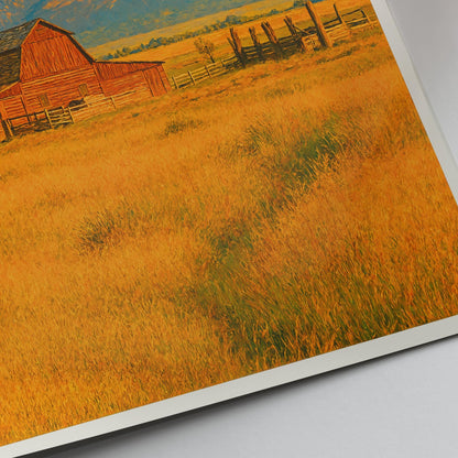 Grand Teton National Park Travel Print, Mormon Row ~ Wyoming Travel Poster