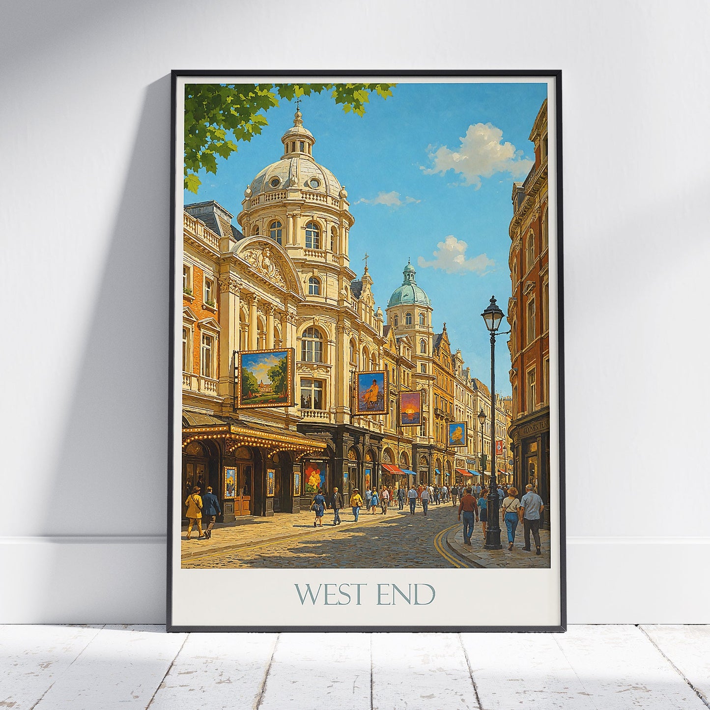 London Travel Poster | West End Theatre District Art Print | Vintage Oil Painting Style Wall Art