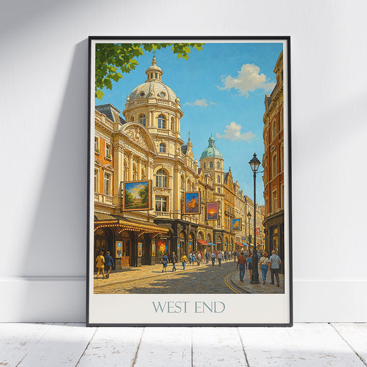 London Travel Poster | West End Theatre District Art Print | Vintage Oil Painting Style Wall Art