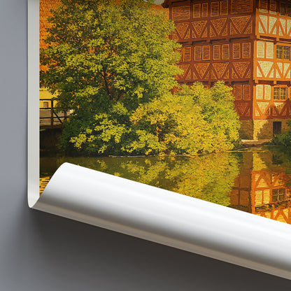 Aarhus Travel Poster, Old Town Buildings ~ Denmark Flux Art Print | Historic Wall Decor Gift