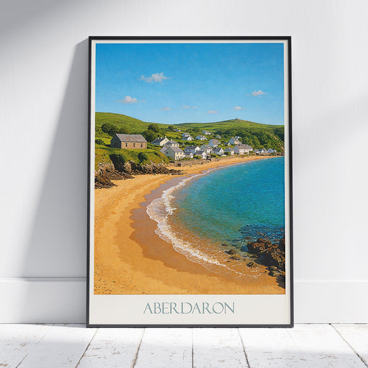 Aberdaron Coast Travel Poster | Welsh Village Seascape Art Print | Wales Coastal Home Decor | UK Beach Wall Art Gift