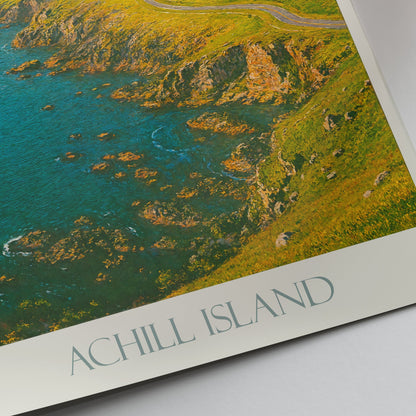 Achill Island Travel Poster, Wild Atlantic Way ~ Ireland Coastal Landscape Art Print | Home Decor Vacation Gift