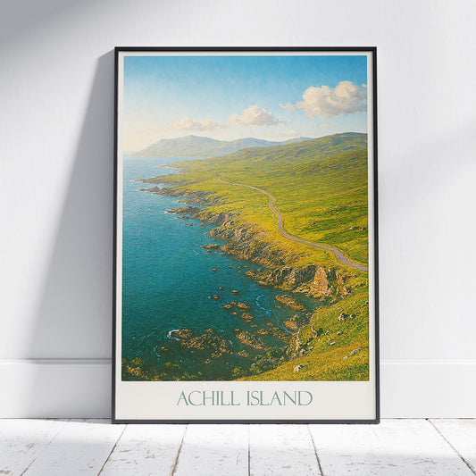 Achill Island Travel Poster, Wild Atlantic Way ~ Ireland Coastal Landscape Art Print | Home Decor Vacation Gift