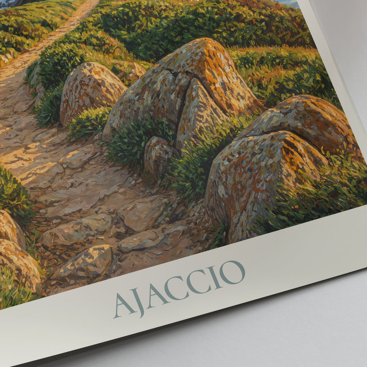 Ajaccio Corsica Travel Poster: Pointe de la Parata & Îles Sanguinaires Painted Art Print