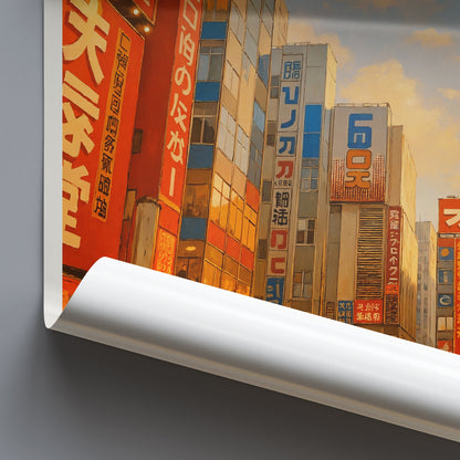 Akihabara Travel Poster | Vibrant Tokyo Street Art Print | Japan Cityscape Decor | Anime Manga Gaming Wall Art