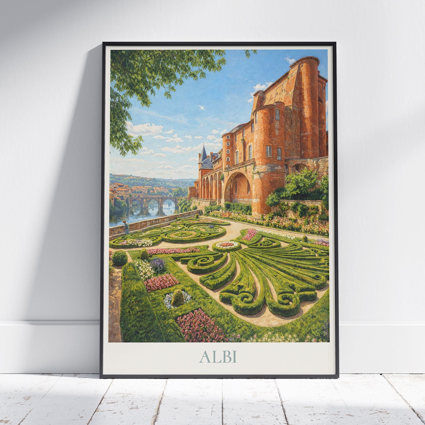 Albi Occitanie Travel Poster: Palais de la Berbie Gardens & Pont Vieux Art Print