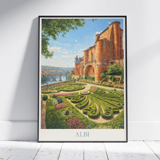 Albi Occitanie Travel Poster: Palais de la Berbie Gardens & Pont Vieux Art Print