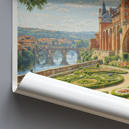 Albi Occitanie Travel Poster: Palais de la Berbie Gardens & Pont Vieux Art Print