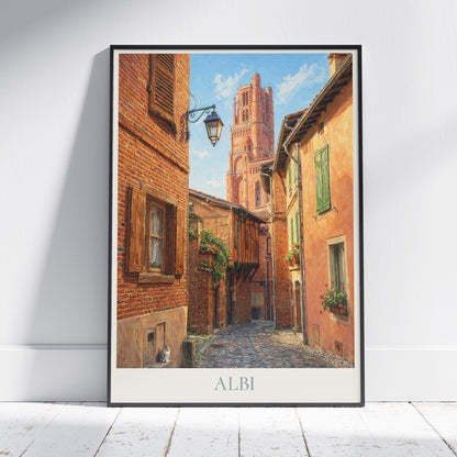 Albi France Travel Poster: Sainte-Cécile Cathedral & Old Town Painted Art Print