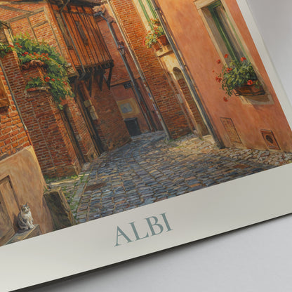 Albi France Travel Poster: Sainte-Cécile Cathedral & Old Town Painted Art Print