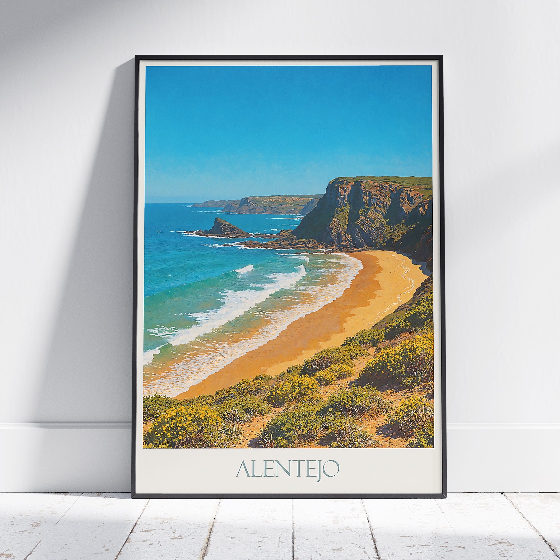 Alentejo Coast Travel Poster | Portugal Beach Print | Vibrant European Wall Art | Coastal Decor Gift