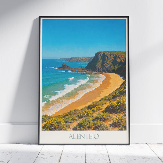 Alentejo Coast Travel Poster | Portugal Beach Print | Vibrant European Wall Art | Coastal Decor Gift