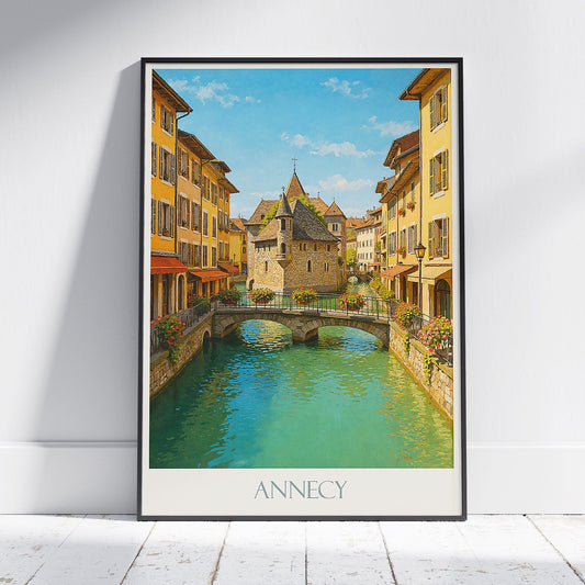 Annecy Travel Poster, Palais de l'Isle | France Canal City Wall Art Print | European Home Decor Gift