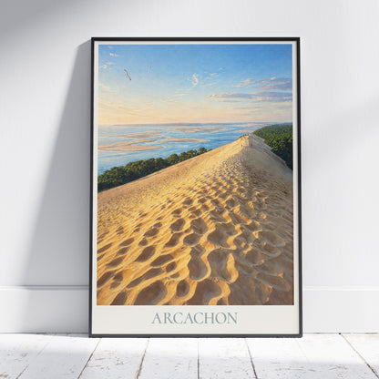 Arcachon France Travel Poster: Dune du Pilat Coastal Painted Art Print