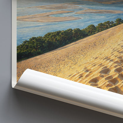 Arcachon France Travel Poster: Dune du Pilat Coastal Painted Art Print