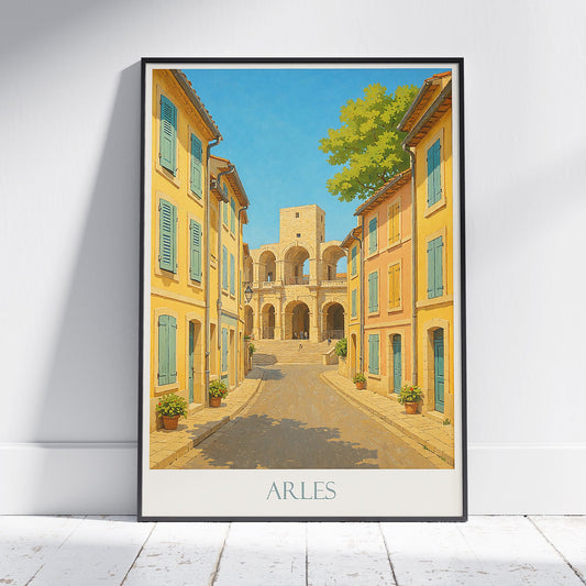 Arles Travel Poster, Roman Amphitheatre Art Print | Provence France Wall Decor | Vintage Travel Gift
