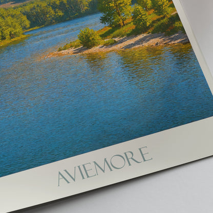 Aviemore Travel Poster | Scottish Highlands Art Print | Loch Landscape Wall Art | Scotland Travel Gift