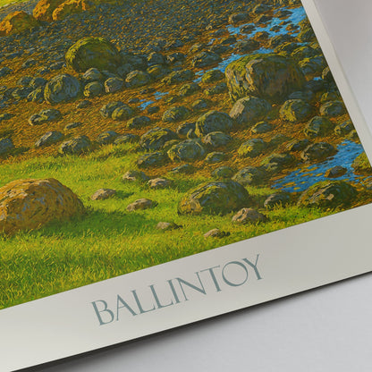 Ballintoy Travel Poster, Northern Ireland Coastal Landscape | Irish Wall Art Print | Causeway Coast Decor Gift