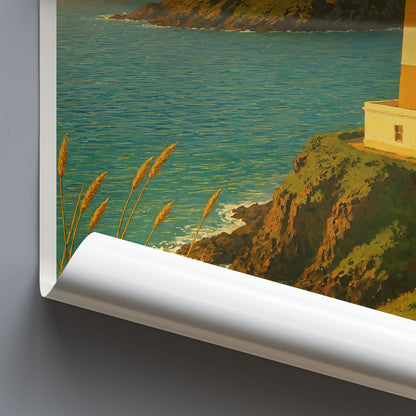 Bardsey Island Lighthouse Travel Poster | Serene Welsh Coast Art Print | Coastal Wall Decor | Lighthouse Lover Gift